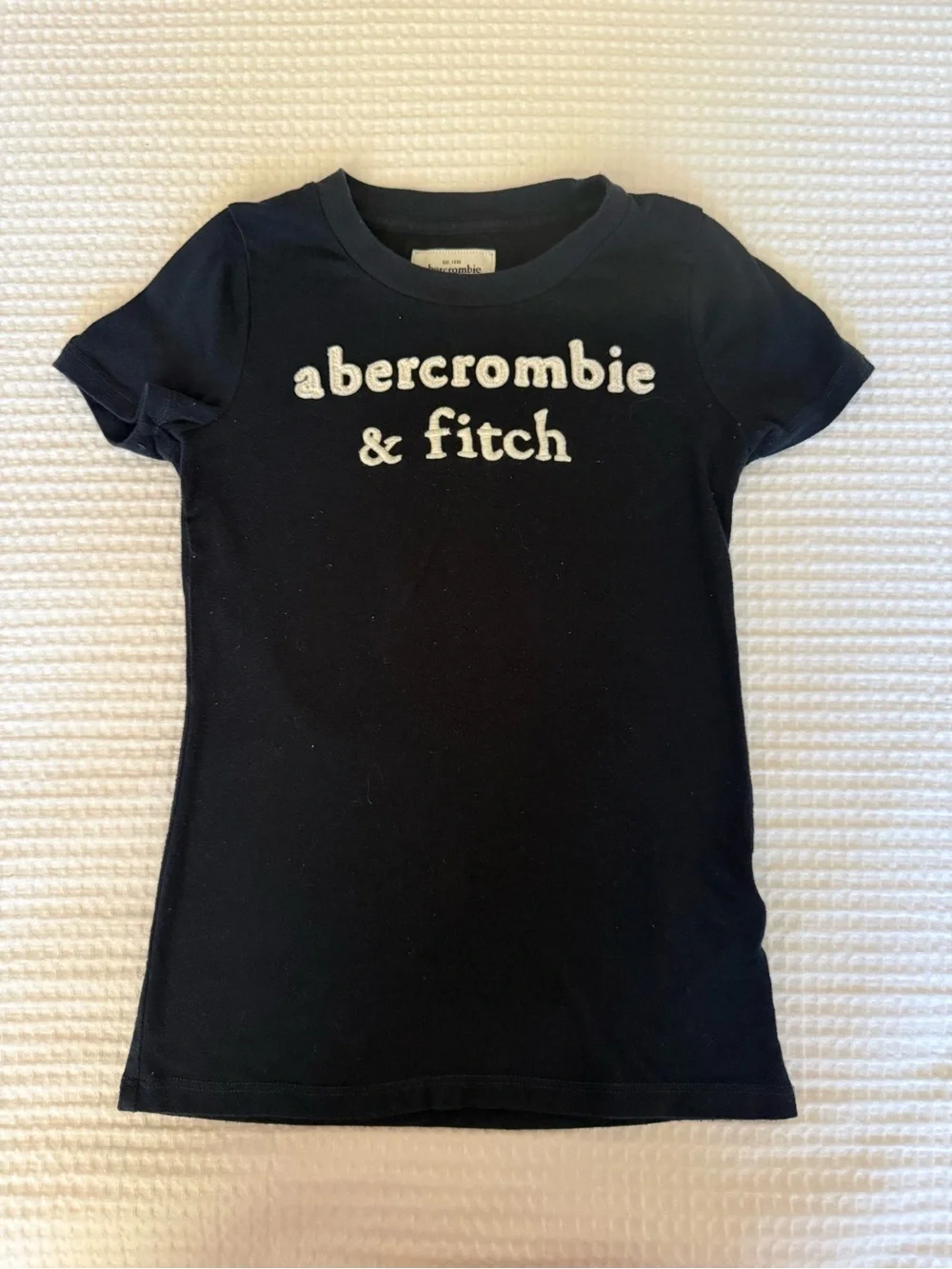 Abercrombie & Fitch Kids Navy Blue Tee with White Raised Logo